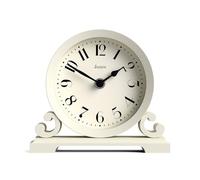 Jones Clocks® Saloon mantel clock | Traditional double scroll design | Pale Cream | Contemporary classic style for desk, table, shelf or bedside