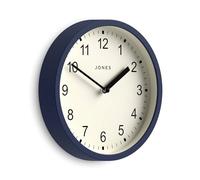 Jones Clocks® Spin Orologio a parete | Piccolo orologio moderno a tondo | 20cm | Blu scuro | Numeri facili da leggere | Ideale per cucina, ufficio, bagno dei bambini o qualsiasi piccolo spazio