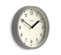 Jones Clocks® Spin Orologio a parete | Piccolo orologio moderno a tondo | 20cm | Grigio | Numeri facili da leggere | Ideale per cucina, ufficio, bagno dei bambini o qualsiasi piccolo spazio