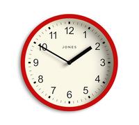 Jones Clocks® Spin wall clock | Small modern round clock | 20cm | Red | Easy to read numbers | Ideal for kitchen, office, children’s room or any small space