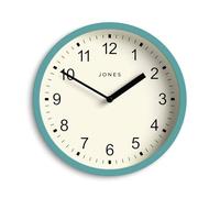 Jones Clocks® Spin wall clock | Small modern round clock | 20cm | Teal blue | Easy to read numbers | Ideal for kitchen, office, children’s room or any small space