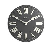 Jones Clocks® Strand wall clock | Modern classic convex clock | 30cm | Dark grey | Roman numerals | Ideal for the kitchen, living room, office or bedroom