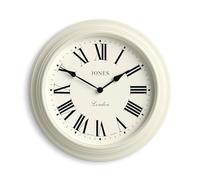 Jones Clocks® Supper Club orologio da parete | Grande orologio rotondo classico | 40 cm | Crema chiaro | Numeri romani | Design tradizionale ideale per cucina o soggiorno