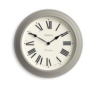 Jones Clocks® Supper Club orologio da parete | Grande orologio rotondo classico | 40 cm | Grigio medio | Numeri romani | Design tradizionale ideale per cucina o soggiorno