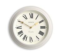 Jones Clocks® Supper Club orologio da parete | Grande orologio rotondo classico | 40 cm | Grigio molto chiaro | Numeri romani | Design tradizionale ideale per cucina o soggiorno