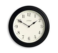 Jones Clocks® Supper Club wall clock | Large classic round clock | 40cm | Black | Easy to read numbers | Traditional design ideal for kitchen or living room