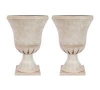 Jones Home Decor - Fioriera a forma di trofeo romano, altezza 39,4 cm, per interni ed esterni, con drenaggio, confezione da 2 (beige)