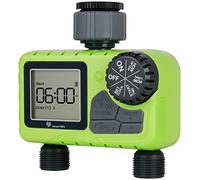 JonesHouseDeco 2 Uscite Centralina Irrigazione Giardino temporizzatore, LCD Programmatore Irrigazione per Giardino Sistema di Irrigazione, Timer irrigazione automatica Ritardo Pioggia Manuale