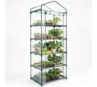 JonesHouseDeco 5 livelli in plastica per giardino PVC plastica giardino crescere Mini Green House con telaio e copertura per piante da cortile all'aperto Zip Up copertura Roll Up 69X49X193CM G304A00
