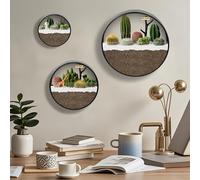 JonesHouseDeco Set di 3 vasi da parete rotondi in metallo, Contenitore Terrario Per Piante Grasse, Cactus, Fiori Artificiali, Supporto verticale per piante, decorazione della parete, Nero 5cm Spessore