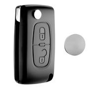 JONGO® - Cover per chiave CE0523 compatibile con Peugeot 207 307 308 407 3008 5008 e compatibile con Citroen C2 C3 C4 C5 C6 C8 - Telecomando Plip 2 Pulsanti + Batteria CR1620