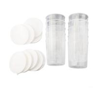 Jonikuper 10 misurini trasparenti da 100 ml, con coperchio bianco, contenitori in plastica per campioni di cucina e laboratorio