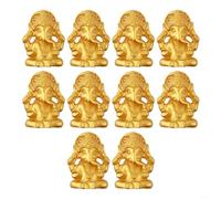 Jonikuper 10 statue a forma di elefante in resina dorata per la decorazione del tempio di Ganesha, 3,1 x 2,4 cm, statuetta spirituale per meditazione e yoga, scultura indiana del Signore Dio