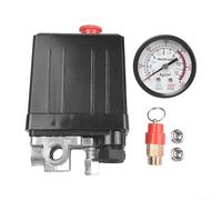 Jonikuper 175psi 4 porte compressore d'aria pressostato regolatore collettore con valvola di sicurezza per compressori d'aria elettrici standard, 220 V 15 A Max, metallo e (SKU)