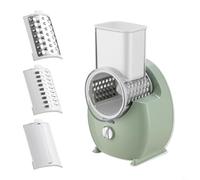 Jonikuper Affettaverdure elettrico 3 in 1 e tritatutto con 3, taglierina rotante automatica per frutta, verdura, formaggio, funzionamento a pulsante, facile da usare (verde)