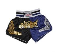 Jonikuper Anotherboxer - Pantaloncini da boxe unisex per Muay Thai, MMA, kickboxing, allenamento, con elastico in vita e tessuto traspirante, in diversi colori (nero + blu) (L)