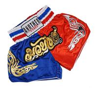 Jonikuper Anotherboxer - Pantaloncini da boxe unisex per Muay Thai, MMA, kickboxing, allenamento, con elastico in vita e tessuto traspirante, in diversi colori (blu + rosso) (M)
