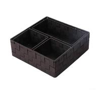 Jonikuper Cestino portaoggetti in nylon intrecciato a mano per l'organizzazione domestica, porta telecomandi da tavolo, organizer per la spesa e la cancelleria, 28 x 28 x 10 cm (caffè)