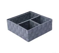 Jonikuper Cestino portaoggetti in nylon intrecciato a mano per l'organizzazione domestica, supporto per telecomandi da tavolo, organizer per la spesa e la cancelleria, 28 x 28 x 10 cm (grigio)