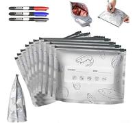 Jonikuper Confezione da 30 sacchetti riutilizzabili sigillati in foglio di alluminio con 3 penne per etichettatura, sacchetti ermetici di varie dimensioni per la conservazione degli alimenti e la