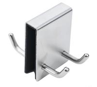 Jonikuper Ganci per asciugamani da doccia, senza foratura, per porta asciugamani a doppio gancio con cuscinetto di protezione in spugna per porte in vetro da 6-11 mm, accessorio da bagno in acciaio