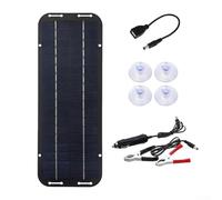 Jonikuper Kit pannello solare da 12 V, IP65, impermeabile, caricabatterie per auto, camper, barca, con uscita USB e ventose, nero