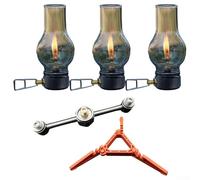 Jonikuper Lanterna a gas in rame e vetro, lanterna da campeggio per esterni, fiamma regolabile, luce per tenda con scatola portaoggetti per escursioni e illuminazione ambientale (set di 3 lampade a