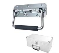 Jonikuper Maniglia a molla per cassetta degli attrezzi, baule, cassetto, cassettiera, per sollevatore in metallo con finitura liscia, senza sbavature, 10 x 5,5 cm, confezione da 2, argento