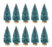 Jonikuper Mini alberi di Natale in sisal, neve e gelo, 10 pezzi, decorazione invernale festiva per tavolo, villaggio turistico, esposizione ferroviaria e scene artigianali con Buon Natale (albero di