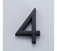 Jonikuper Numero civico lucido 3D per porta esterna, targa nera per la numerazione di camere d'albergo, 6 x 3,8 cm, confezione da 1 (n. 4)