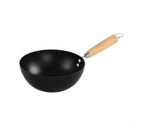 Jonikuper Padella in ferro con manico in legno antiaderente wok da cucina con fondo piatto, compatibile con tutte le fonti di calore, fornelli elettrici a gas a induzione (20 cm)