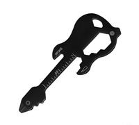 Jonikuper Portachiavi multifunzione con apribottiglie, cacciavite, chiave per raggi della bici e righello metrico imperiale, strumento tascabile in acciaio inox (nero) (chitarra)