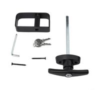 Jonikuper Set di serrature a T in lega di zinco per porte di capanni e fienili con stelo da 5/2", include 2 chiavi e viti, finitura verniciata a polvere nera