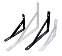 Jonikuper Staffe per mensole in metallo, a forma di L, ad angolo retto, per mensole a parete, confezione da 2, spessore 2 mm, in acciaio laminato a freddo, per librerie, cucina, soggiorno (nero, 15,2