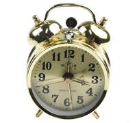 Jonikuper Sveglia meccanica vintage a ferro di cavallo, in metallo dorato, carica manuale, doppia campana, diametro 7 cm, stile retrò per camera da letto e ufficio