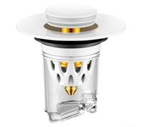 Jonikuper Tappo di scarico per lavabo con nucleo in rame e struttura in ABS, cestello filtro anti-intasamento, chiusura automatica a prova di odore (nucleo in rame B)