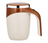 Jonikuper Tazza da caffè automatica magnetica da 380 ml, con interno in acciaio inossidabile, tazza rotante per miscelare caffè, latte, tè, funzionamento one-touch (colore del caffè)