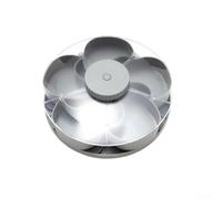 Jonikuper Vassoio girevole per snack, 5 sezioni, in plastica, per feste, snack, frutta, base antiscivolo, coperchio per freschezza, lavabile in lavastoviglie per riunioni domestiche (grigio)