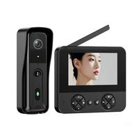 Jonikuper Videocitofono digitale senza fili, con display touch screen da 10,9 cm, sistema di interfono bidirezionale, monitoraggio della telecamera di sicurezza domestica (nero)