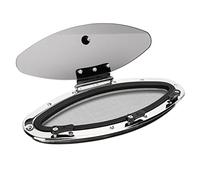 Jonlaki Oblò Ovale in Vetro Temperato da 16,06x5,83 Pollici con Barriera in Rete - Apertura Verso l'interno, a Prova di Incendio, per Yacht,