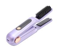 Jonlaki Piastra per Capelli in Cordone, Portatile 60w 3500 MAh Pennello di Curling a Cordone 2 in 1, Piastra per Capelli Ricaricabili Anti -collisione con Copertura per Donne, Nero (PURPLE)