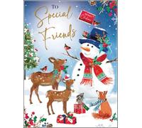 Jonny Javelin Biglietto di Natale per amici speciali, animali del bosco e | Lamina goffrata e dettagli flitter, inserto illustrato con dedica sentita, prodotto nel Regno Unito