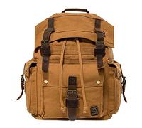 Jonon Vintage Canvas Zaino per Uomo in Pelle Zaino Zaino 17 Pollici Laptop Tote Satchel Scuola Esercito Militare Spalla Zaino Borsa da Trekking (Marrone)