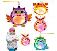 JONRRYIN 4 Pcs Kit fai da te Lanterne per Bambini, Kit Lavoretti Animali Lanterne con Luce LED, Bastone Lanterna, Kit Artigianali Lanterna Portatile per San Martino, Halloween, Natale, Feste