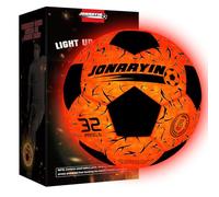 JONRRYIN Pallone da Calcio Luminoso, Pallone Calcio 5 Impermeabile con Pompa e Batterie Extra - per L'Allenamento Notturno e Le Partite