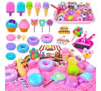 JONRRYIN Sabbia Cinetica Set, Sabbia Cinetica Gelato con Sabbia Modellabile 1kg e 30 Accessori, Playset Gelati di Sabbia per Un Gioco di Ruolo Creativo per Bambin