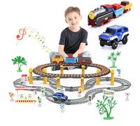 JONRRYIN Trenino Elettrico per Bambini, Set Pista Treno Elettrico per Bambini, Regalo Natale Compleanno (67 Pezzi)