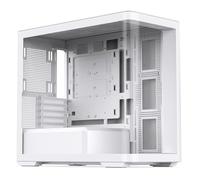 Jonsbo D300 Midi-Tower Case per PC - Bianco | Case Micro-ATX con vetro temperato a 270°, supporto per doppio radiatore, pronto per connessione posteriore