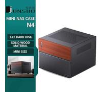 JONSBO N4 Mini NAS Case M-ATX scheda madre struttura di divisione del rivestimento in legno di noce 6 alloggiamenti per disco rigido grandi e 2 piccoli 120mm * 1 ventola