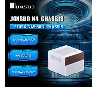 JONSBO N4 NAS Custodia per computer Walnut Trim M-ATX Scheda madre Supporto SFX 6 grandi + 2 piccoli alloggiamenti HDD Ventola da 120 mm per giochi su PC N4 White